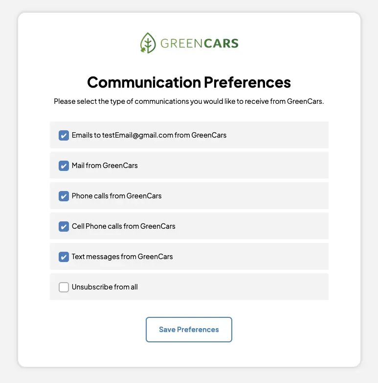 Preference center